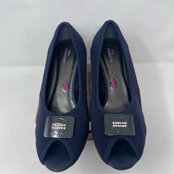 Ros Hommerson Eloise Peep Toe Wedge Heel Navy 10 Wide - Picture 4 of 10
